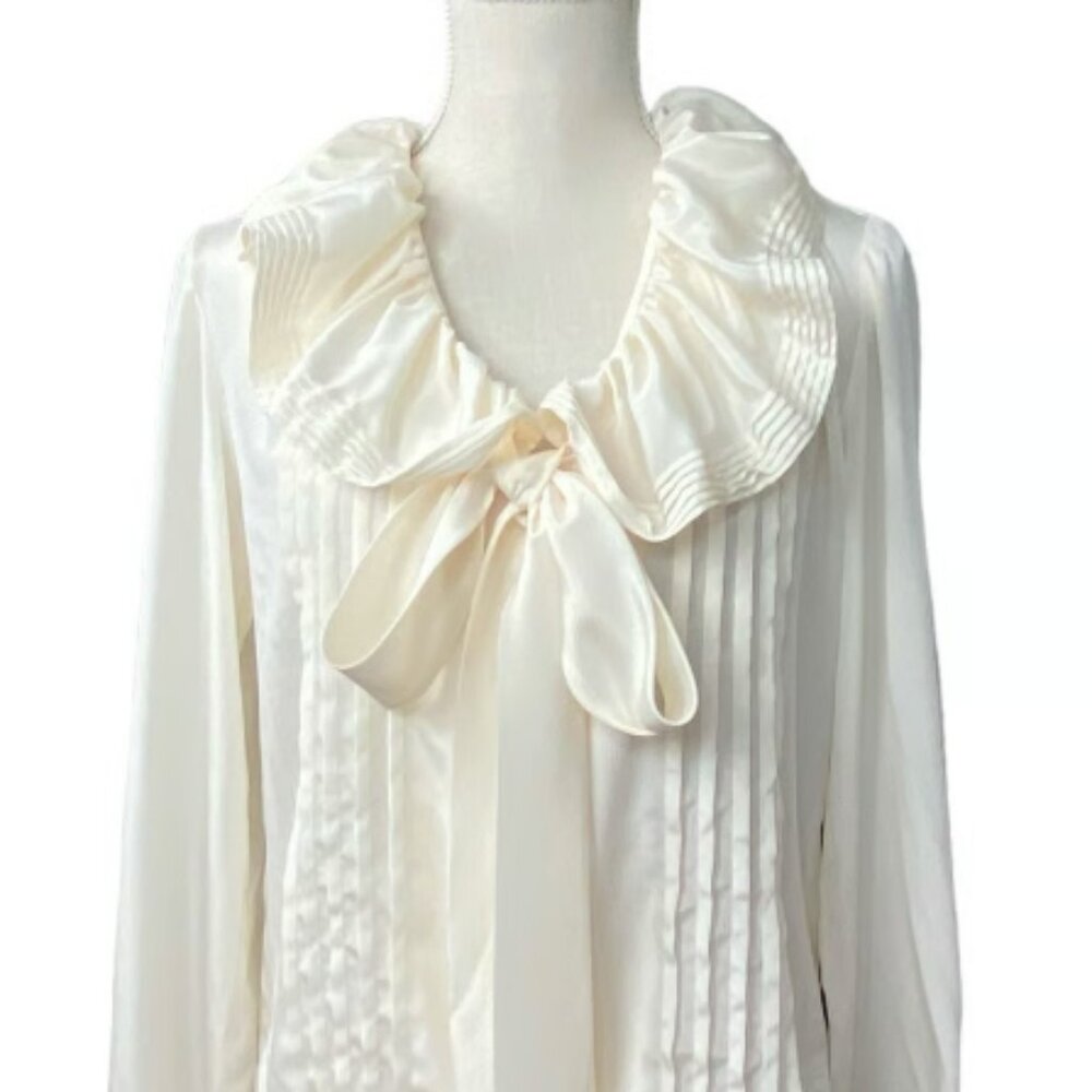Vintage Levino Verna for Mayehoff Cream Blouse Size 10